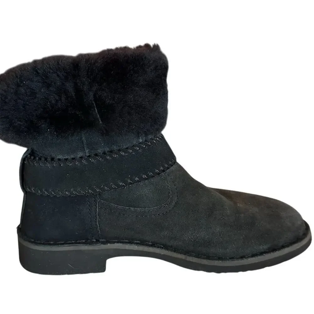 UGG Cedric Women's‎ Black Suede Ankle Biker Boots Size 6.5 Moto Style
